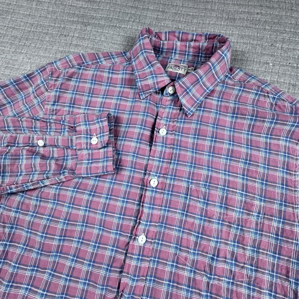 Faherty Plaid Button Shirt Men M Long Sleeve Movement Casual Lightweight Cotton
